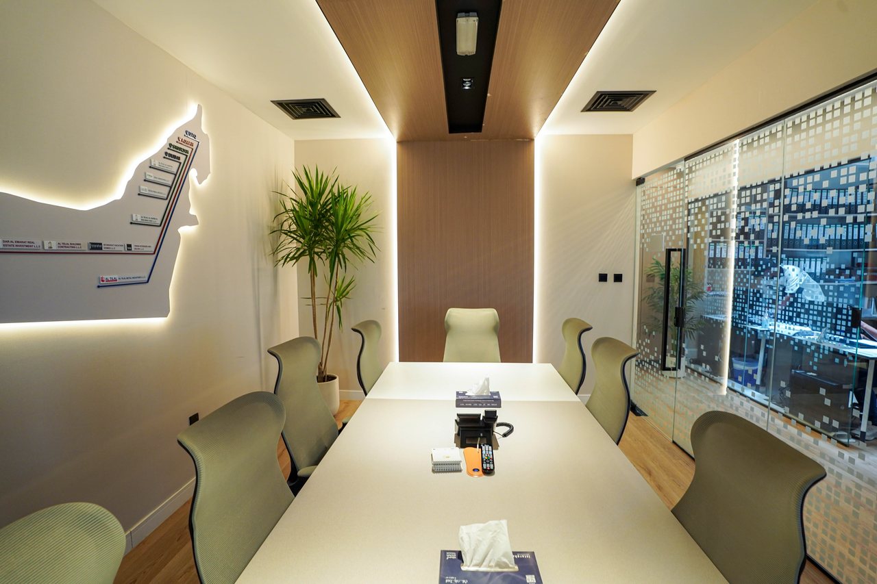 Boardroom seating and glazed partition inside a Business Square office