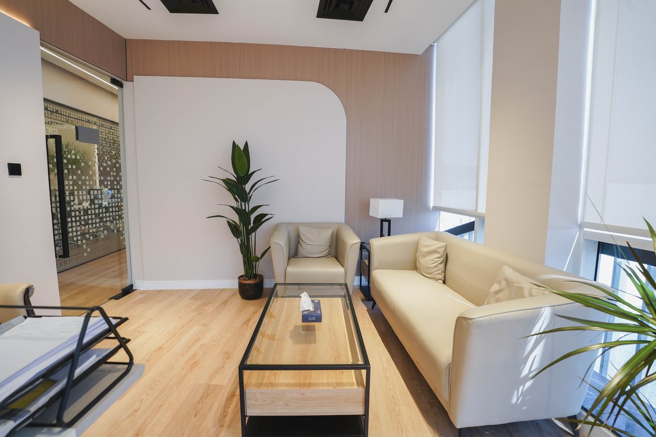 Soft seating lounge within a Business Square office floor