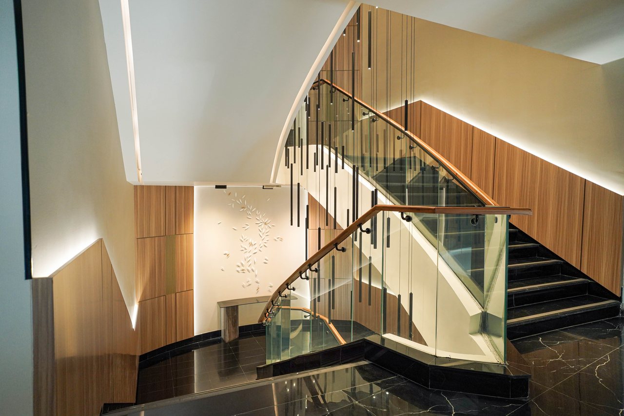 Double flight of the Business Square feature staircase